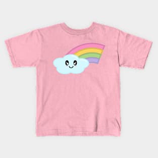 Kawaii Cute Happy Rainbow in Pink Kids T-Shirt